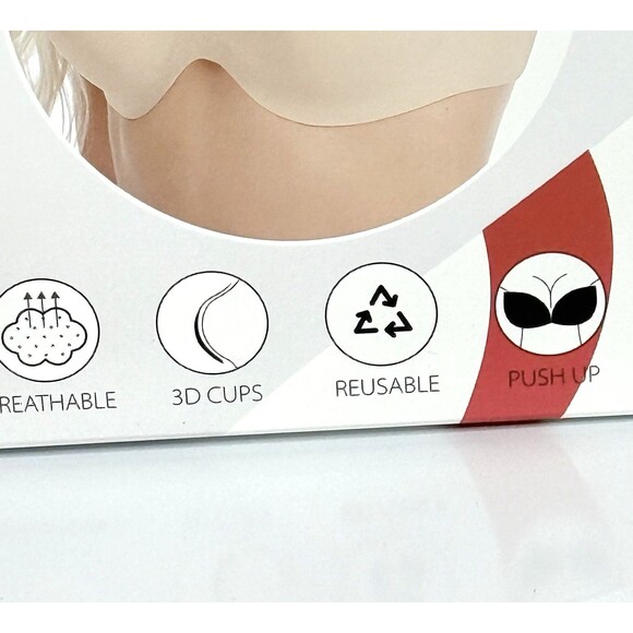 Girl Secrets BLACK Backless Strapless Breathable Reusable Push Up 3D Sticky Bra - Picture 3 of 9